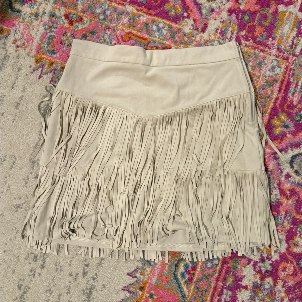 Alya Fringe Skirt in Cream